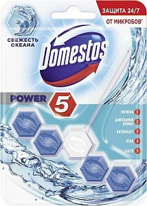 Domestos Блок для очищения унитаза свежесть океана Power 5, 55гр ...