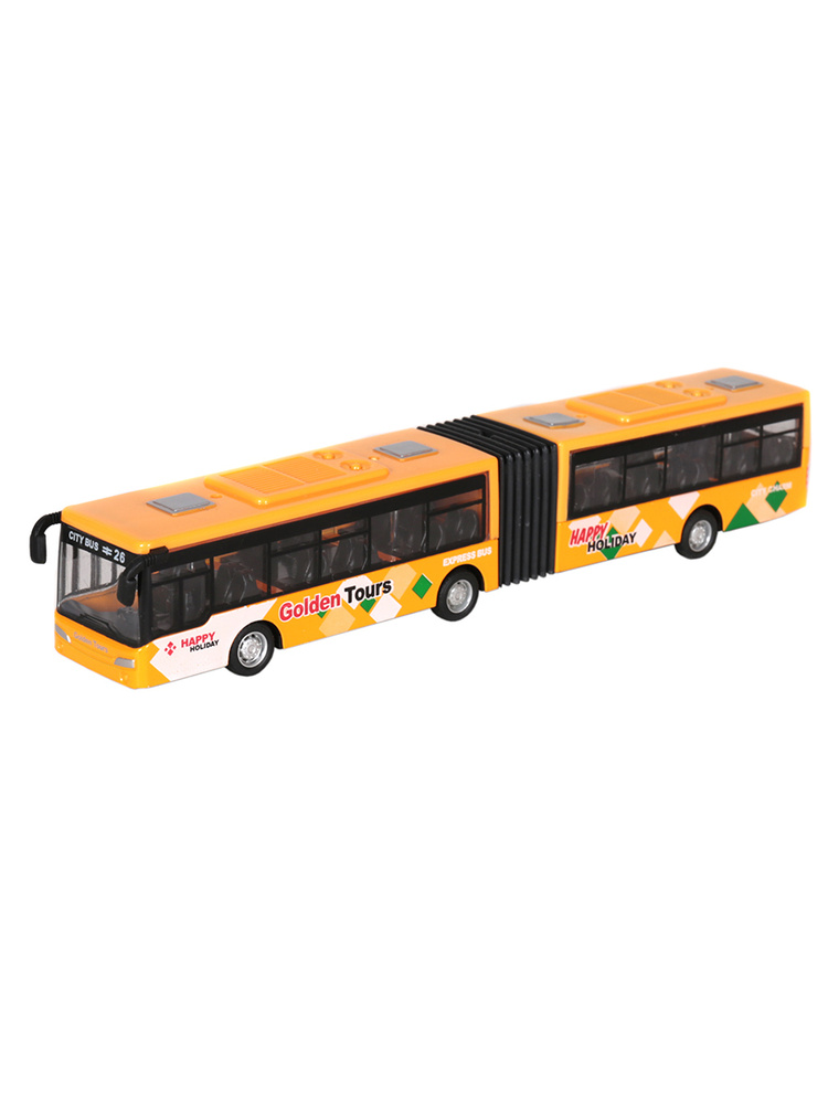 Модель машины Автобус с гармошкой (22см) инерция Желтый #1