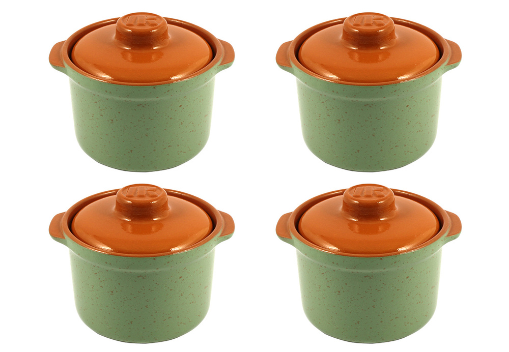 Горшок-сотейник для запекания в духовке, форма для выпечки, жульена, 0,6л "ColorLife" набор 4шт, керамика #1