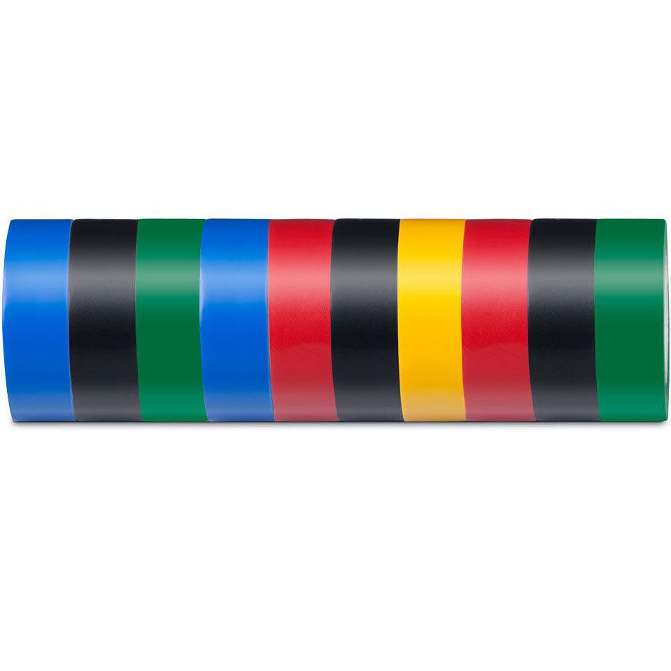 Изолента Stekker ПВХ, разноцветная, 0.13*19 мм, 100 метров, 10 штук в комплекте  #1