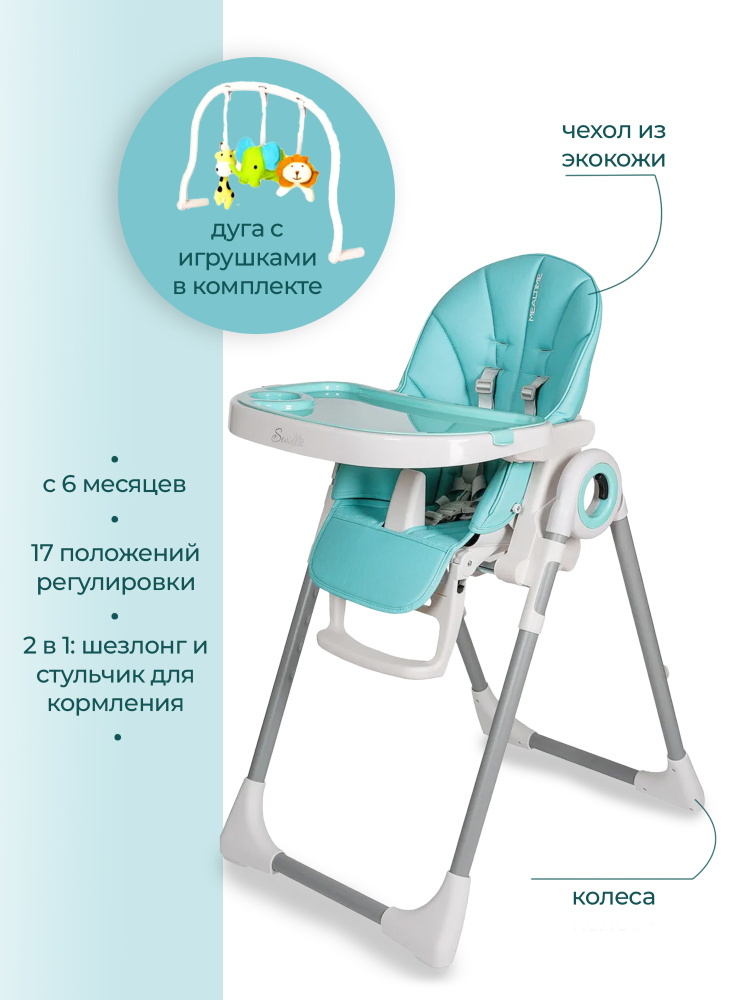 Детский стульчик для кормления ребенка Sevillababy MEALTIME складной трансформер шезлонг 3 в 1 mint  #1