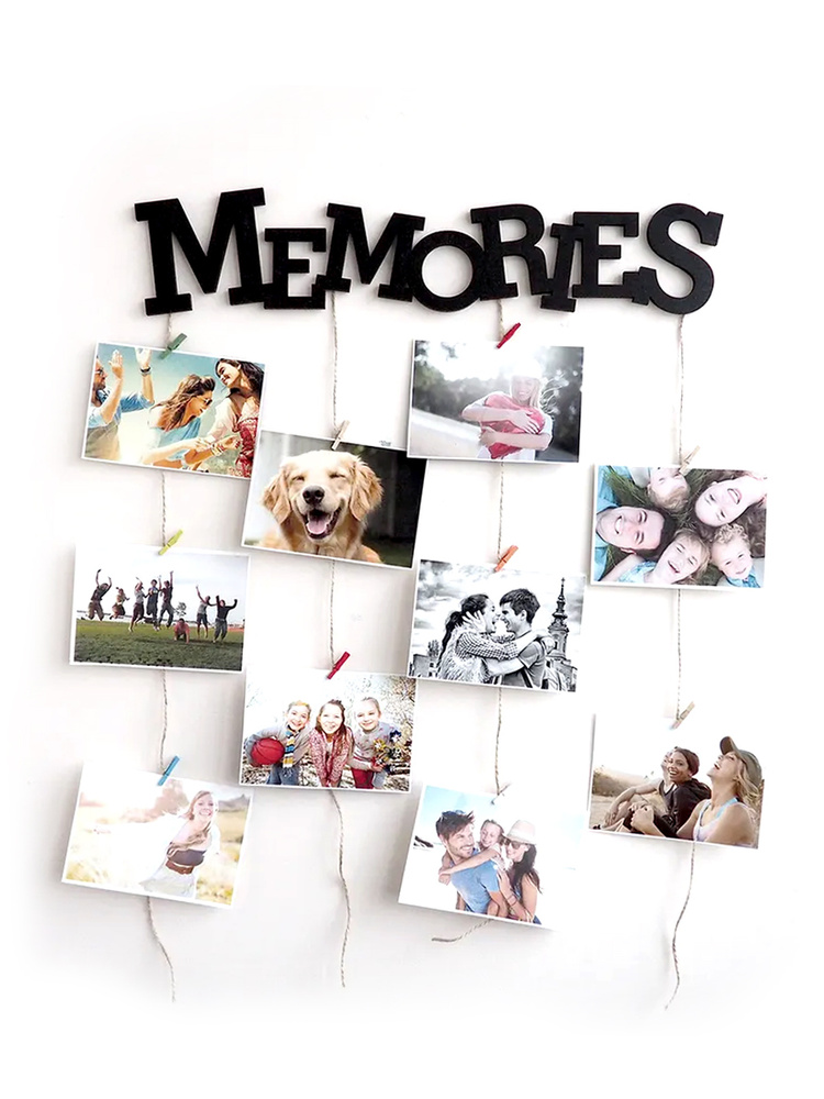 Фоторамка с прищепками "Memories" черная на 30 фото #1