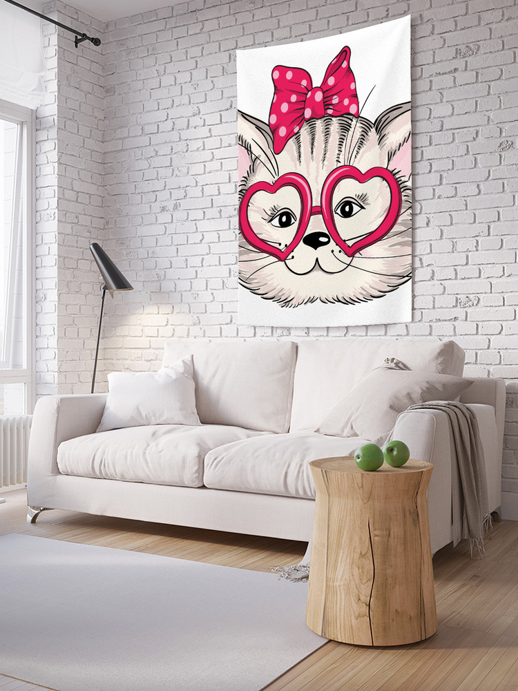 Вертикальное фотопанно на стену JoyArty "Очки кошачьей любви", из ткани, 100х150 см  #1