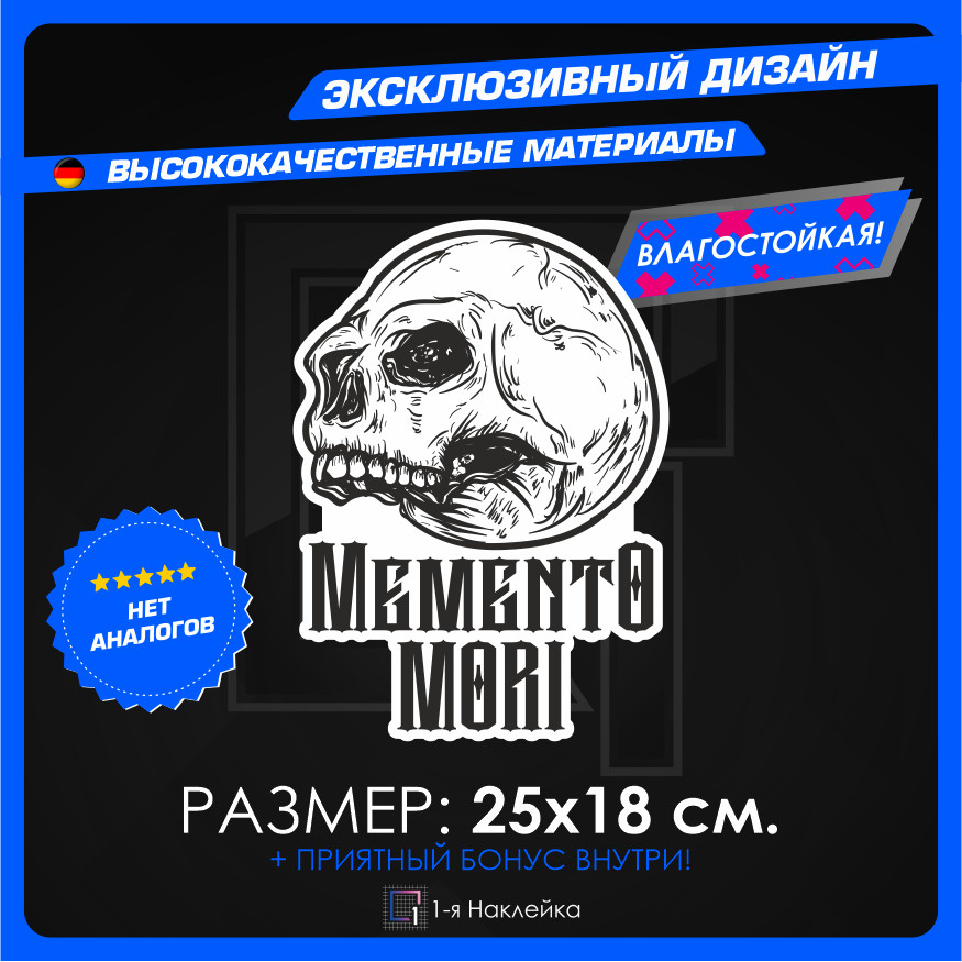 Стикер Наклейки на автомобиль наклейка виниловая для авто Memento Mori Череп 25х18 см  #1