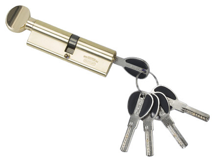 Цилиндровый механизм, латунь (личинка для замка) Перфорированный ключ-вертушка CW65/35 мм  #1