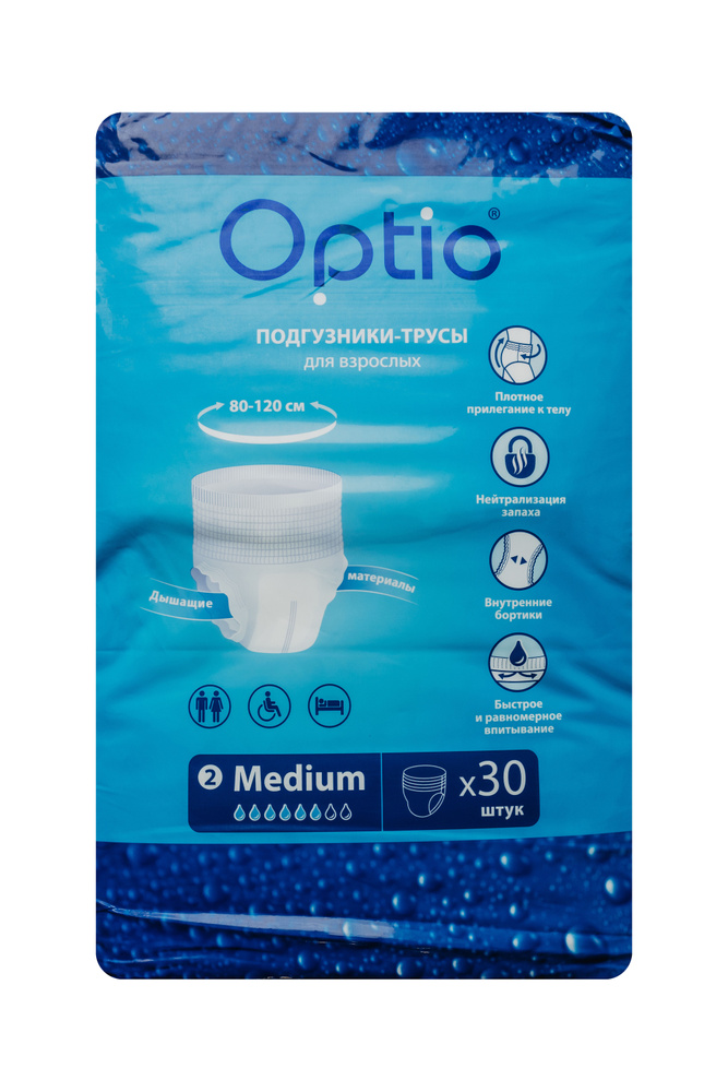 Подгузники-трусы для взрослых Оптио - Optio Soft M (80-120см) х 30 штук. Памперсы для взрослых. Впитывающее #1