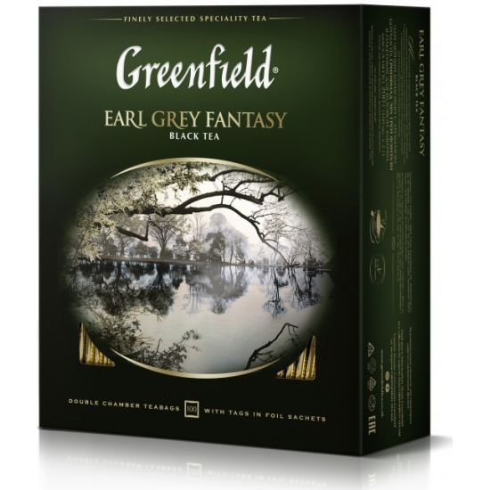 Чай черный GREENFIELD Earl Grey Fantasy с ароматом бергамота, 100 пак, 4 шт.  #1