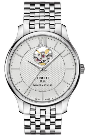 Швейцарские механические часы с автопозаводом Tissot Tradition Powermatic 80 Open Heart T063.907.11.038.00 #1