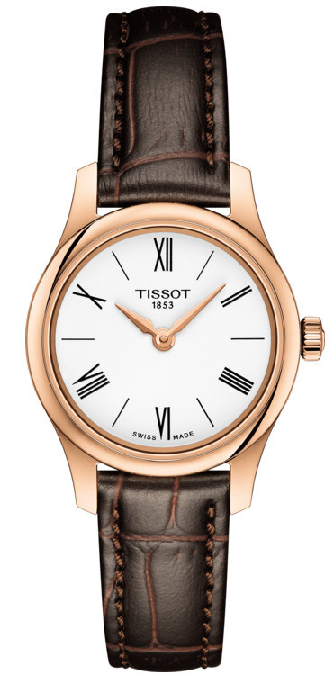 Швейцарские кварцевые часы Tissot Tradition 5.5 Lady T063.009.36.018.00 на кожанном браслете, с водозащитой #1