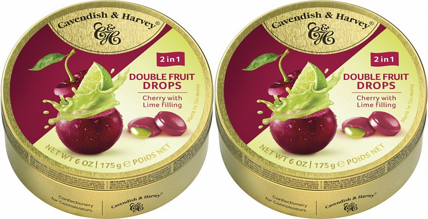 Cavendish & Harvey Double Fruit Cherry with Lime леденцы с жидким центром, 175г, 2шт  #1