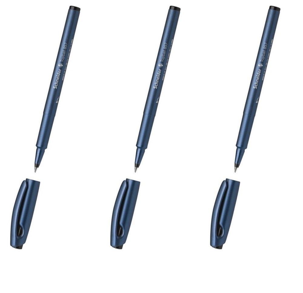 Ручка-роллер Schneider TopBall 857, черная, узел 0,8 мм, линия 0,6 мм, 3 шт  #1
