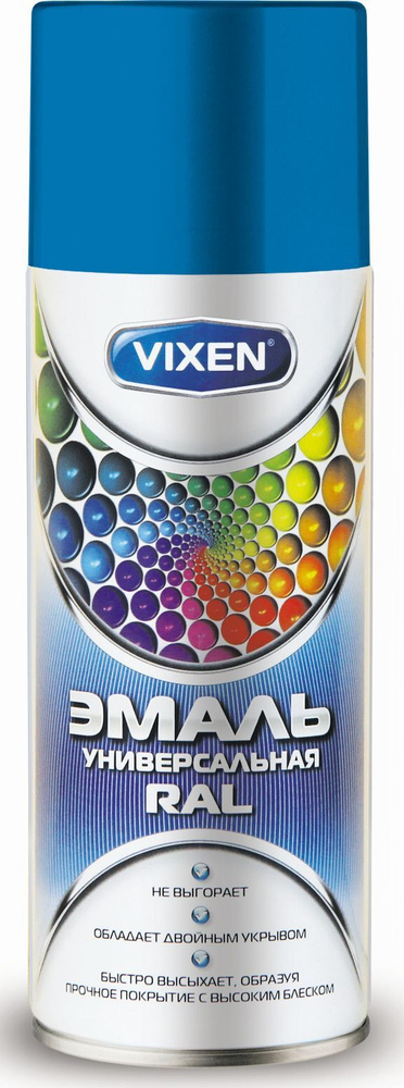 Аэрозольная краска VIXEN Эмаль универсальная быстросохнущая в баллончике алкидная глянцевая, небесно-голубой #1
