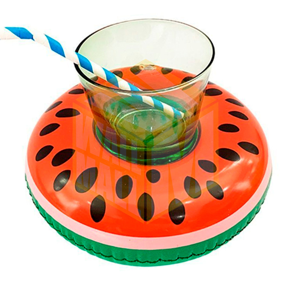 Надувной круглый арбуз / Подстаканник для напитков в бассейн / Детская ...