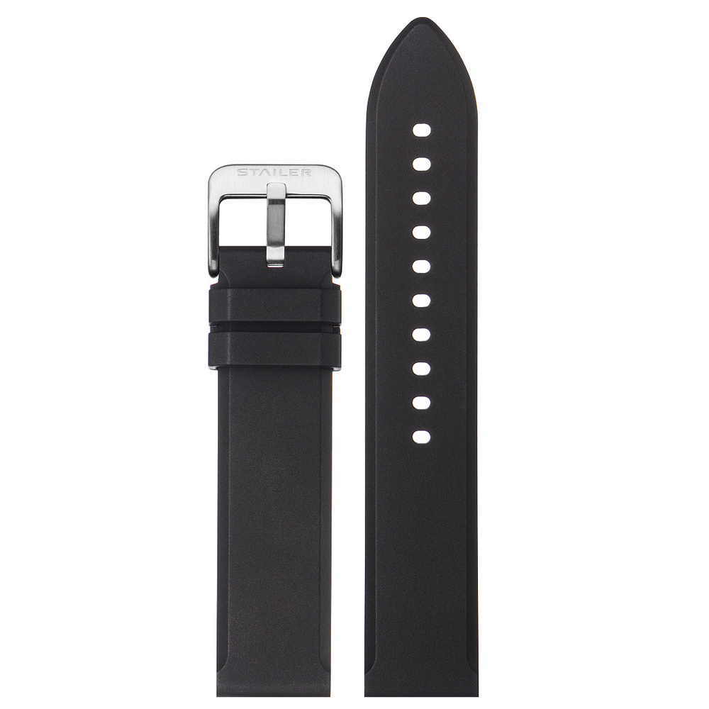 Каучуковый ремешок для часов, Stailer Premium, 22 мм, черный, удлиненный  #1