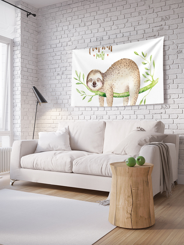 Горизонтальное фотопанно на стену JoyArty "Тропический ленивец", из ткани, 100х150 см  #1