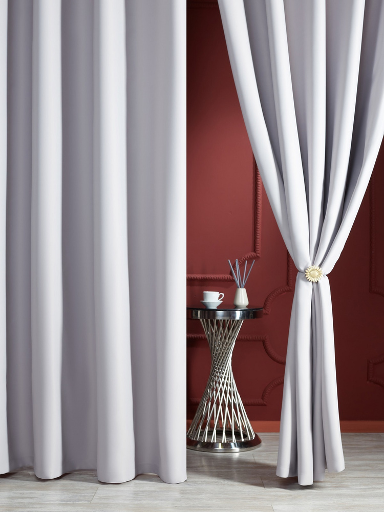 Айвори Комплект штор Блэкаут-Жасмин 250х400см, светло-серый  #1