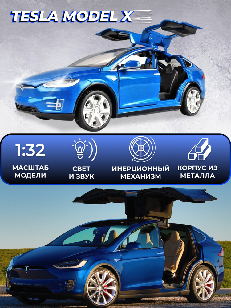 Коллекционная машинка металлическая Tesla Model X, инерционные модели машинок Тесла  #1