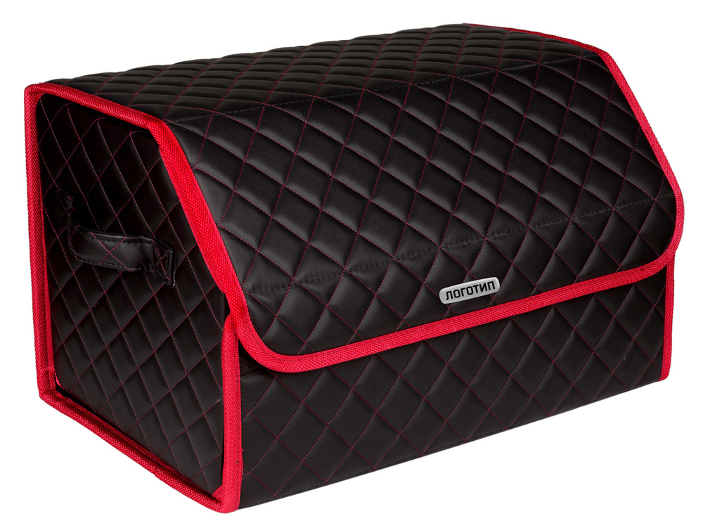 Сумка органайзер в багажник черная с красной нитью ViceCar с логотипом VOLKSWAGEN (красный кант)  #1
