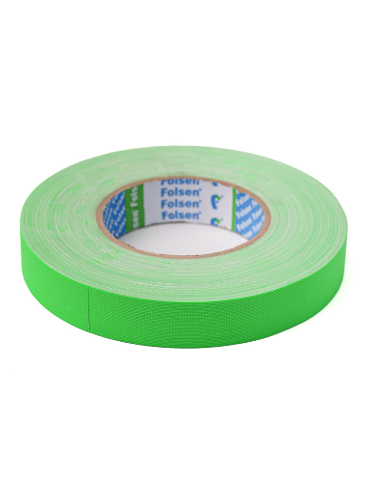 Зелёный gaffer tape флуоресцентный Folsen Premium FL 24мм х 50м. #1