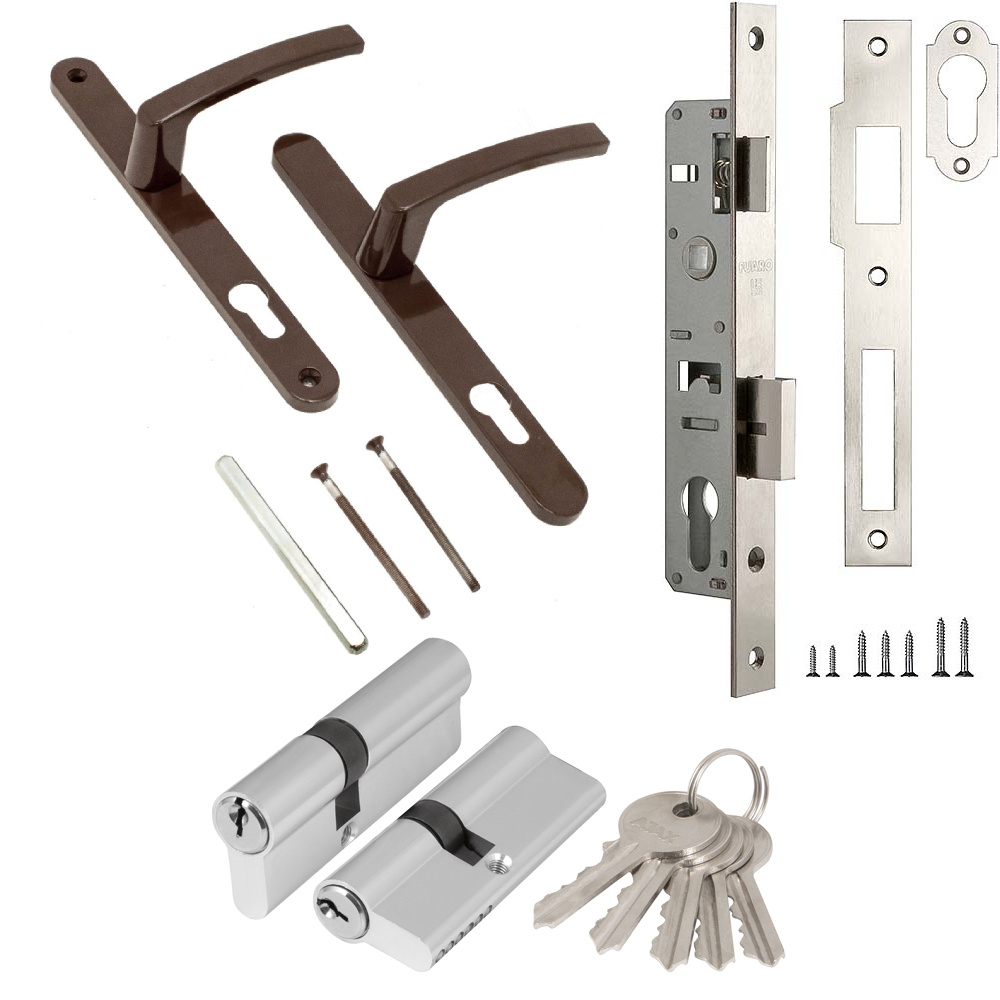 Комплект фурнитуры для калитки LD Ajax 8017 коричневый ключ/ключ (цилиндровый механизм 70 мм)  #1