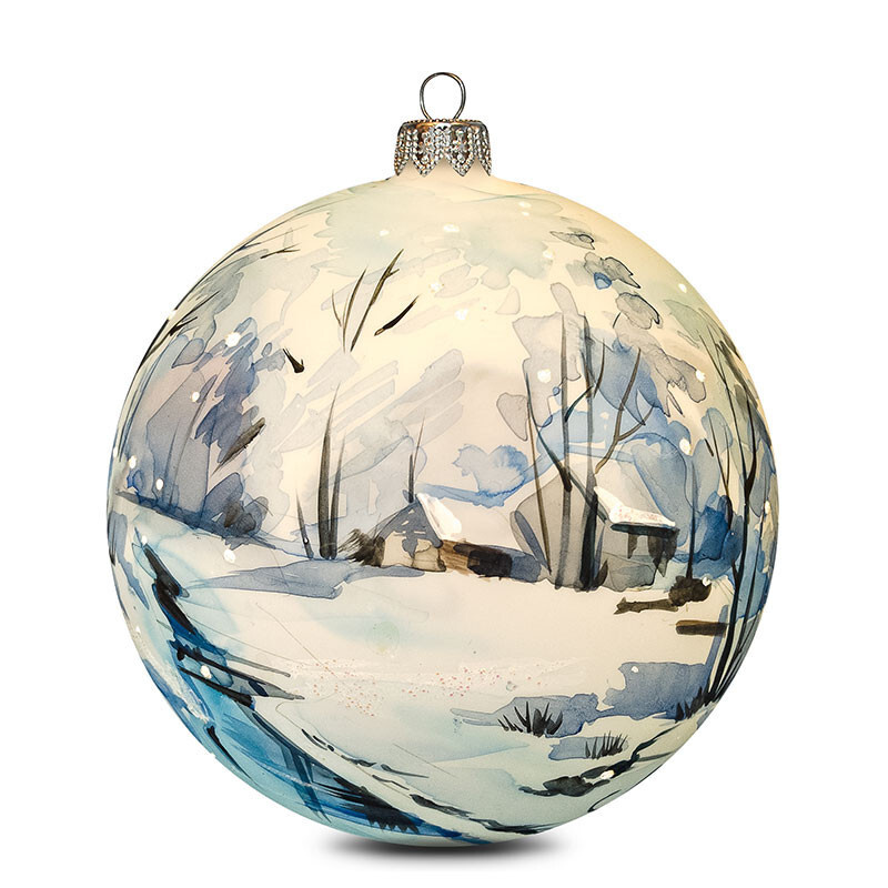 Винтажный Шар Елочный шар "Зима", диаметр 10 см, 1 шт #1