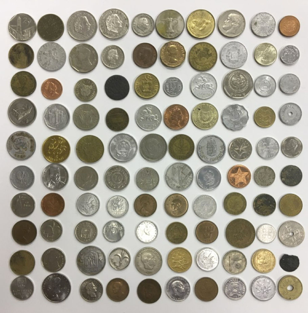 Набор иностранных монет, разные года, 100 шт. (сост. на фото)  #1