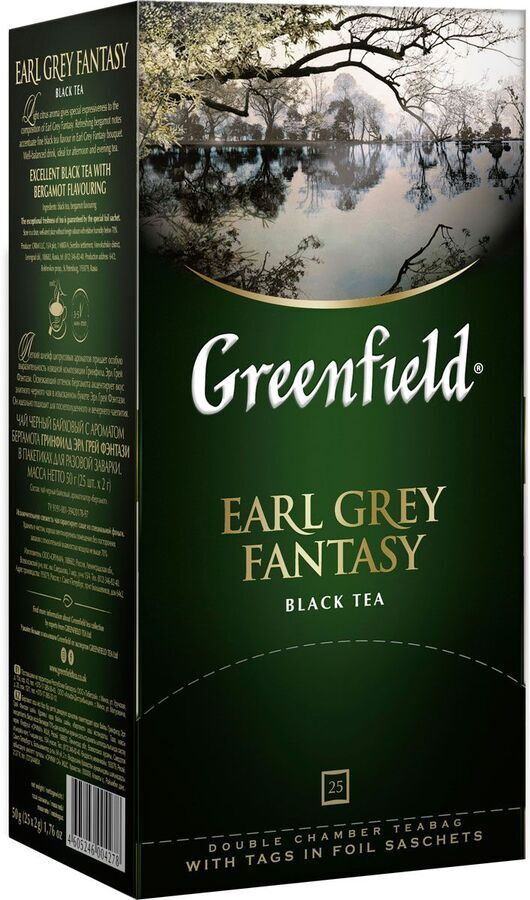 Чай черный GREENFIELD Earl Grey Fantasy с ароматом бергамота, 25пак, 6 шт.  #1