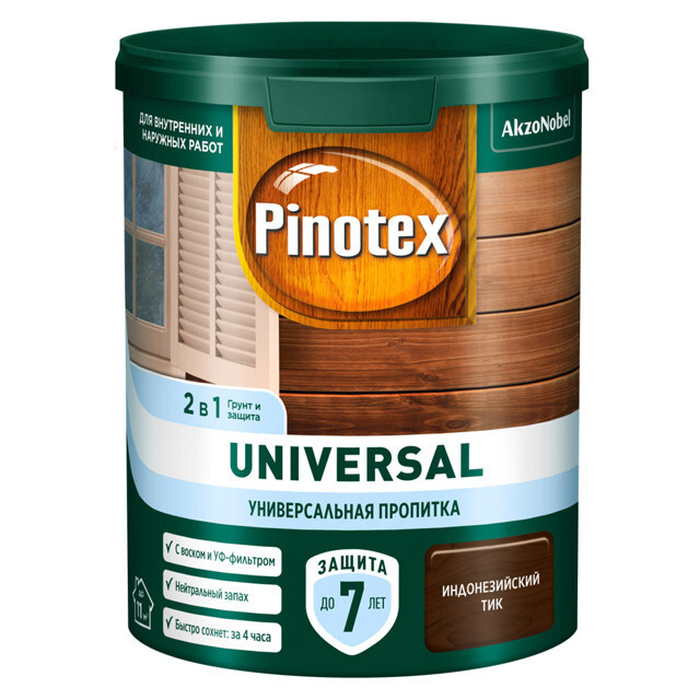 средство деревозащитное PINOTEX Universal 0,9л индонезийский тик, арт.5620702  #1