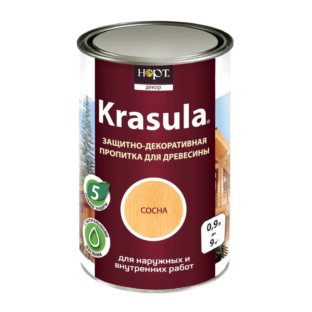 Krasula 0.9л сосна, Красула, защитно-декоративный состав для дерева и древесины  #1