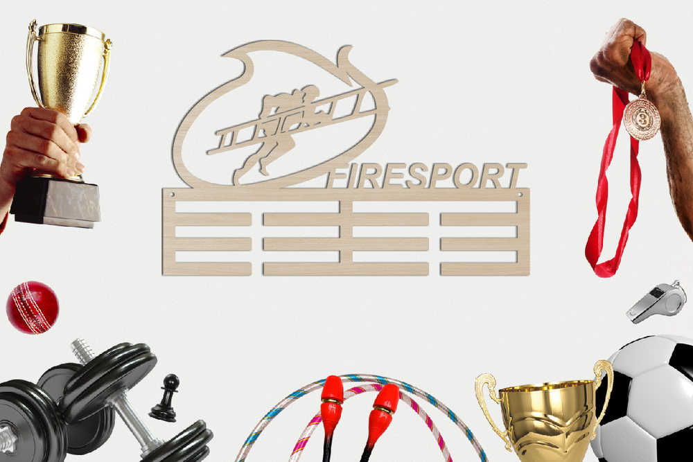 Медальница спортивная "Firesport" медаллер, держатель для наград / фанера 3 мм / 50 х 32 см, ECO ТОВАР #1