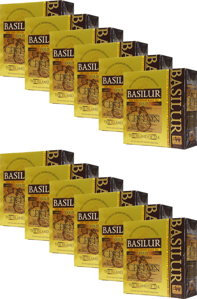 Чай черный Basilur Чайный остров Цейлон Gold в пакетиках 2 г 100 шт в упаковке, комплект: 12 упаковок #1
