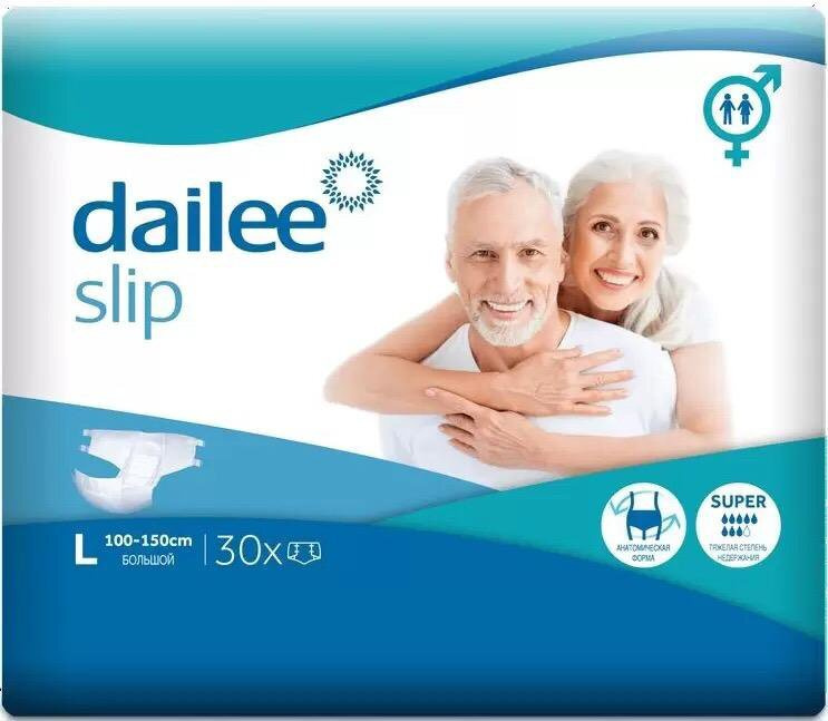 Памперсы для взрослых Dailee Slip Super размер L (100-150 см обхват талии) - 30 шт  #1