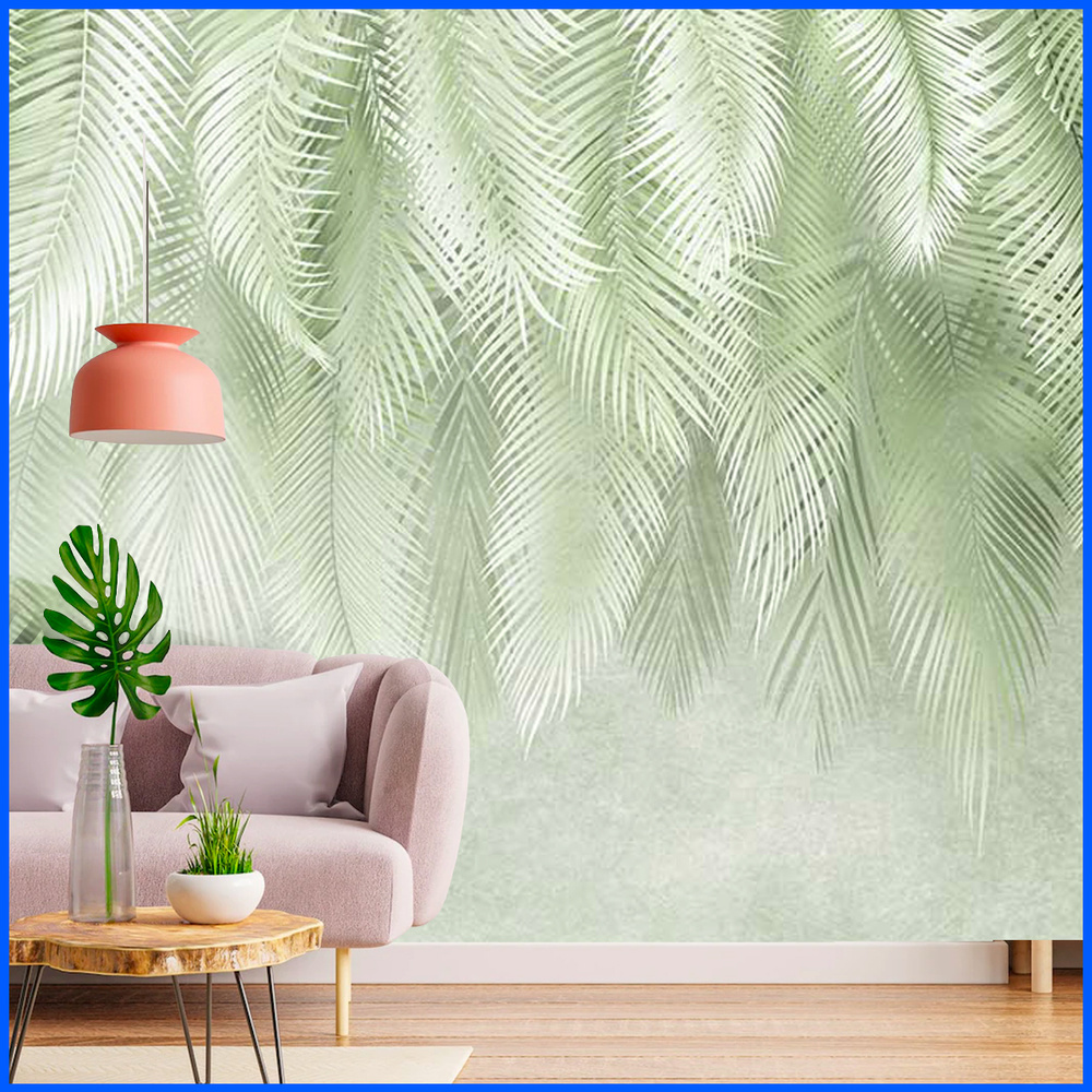 Фотообои Пальмовые листья 500x270 - Обои флизелиновые на стену, с виниловым покрытием, в спальню, гостинную, #1