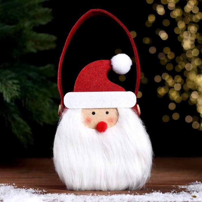 Новогодняя корзинка для декора "Дед Мороз" 12,5 x 8,5 x 24 см #1