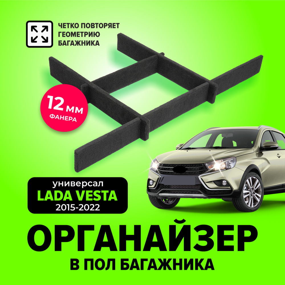 Органайзер в нишу (пол) багажника для Лада Веста универсал, св кросс (Lada Vesta) с 2015 по 2022 год, #1