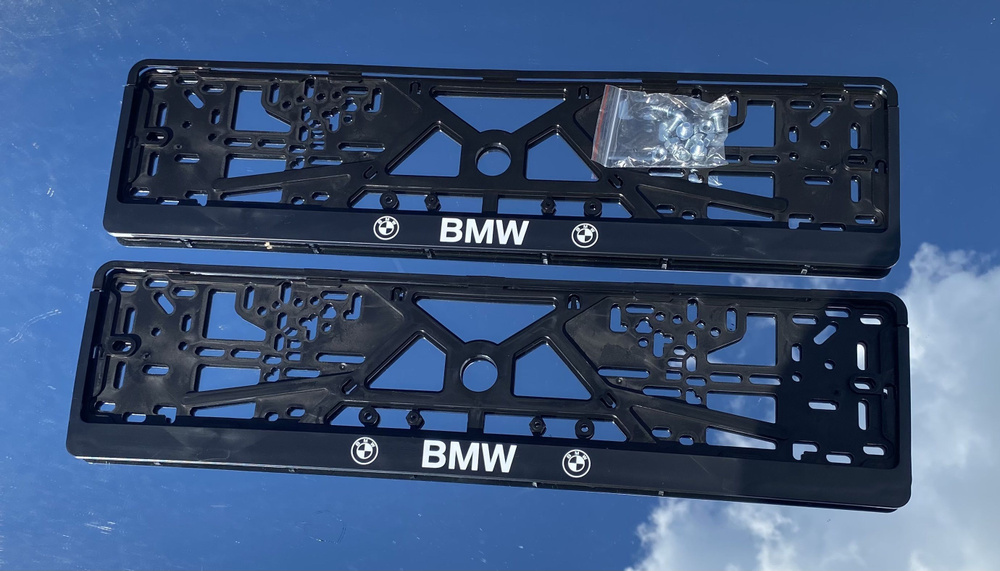 Рамки номерного знака BMW, краска, пластиковые, комплект 2 рамки + крепеж  #1