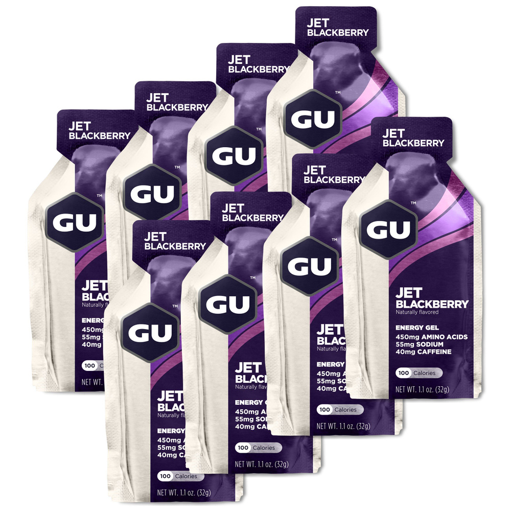 Энергетический гель GU ENERGY GU ORIGINAL ENERGY GEL 40mg caffeine 8 стика x 32 г, Ежевика Джет  #1