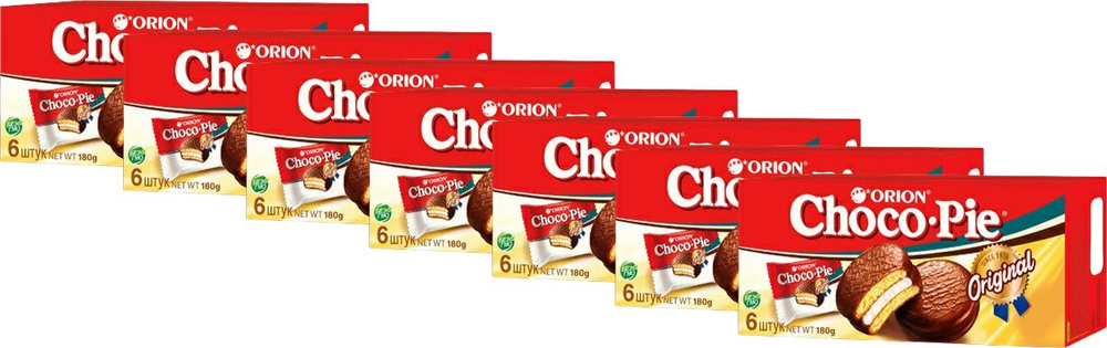 Печенье Orion Choco-pie в глазури 30 г х 6 шт, комплект: 7 упаковок по 180 г  #1