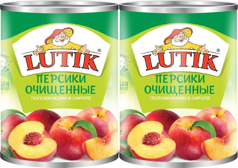 Персики Lutik половинки очищенные в сиропе, комплект: 2 упаковки по 410 г  #1