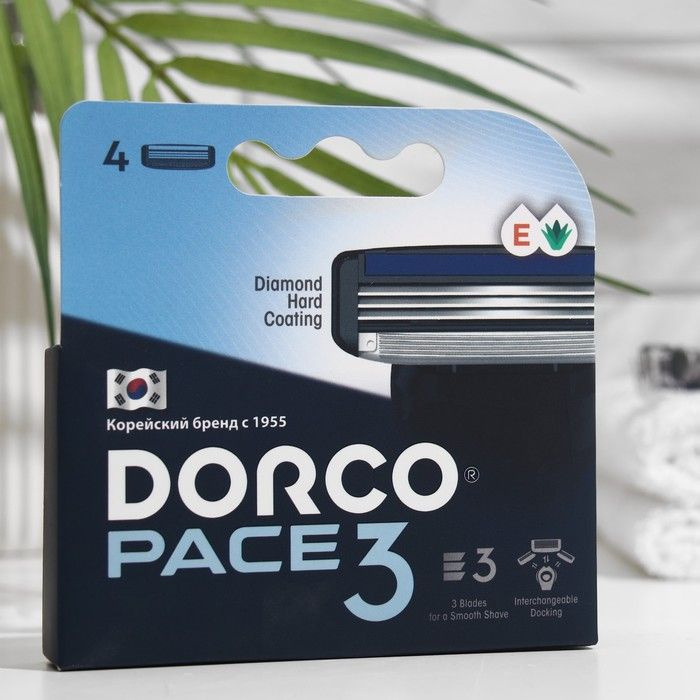 Сменные кассеты для бритья Dorco Pace 3, 3 лезвия с увлажняющей полоской, 4 шт.  #1