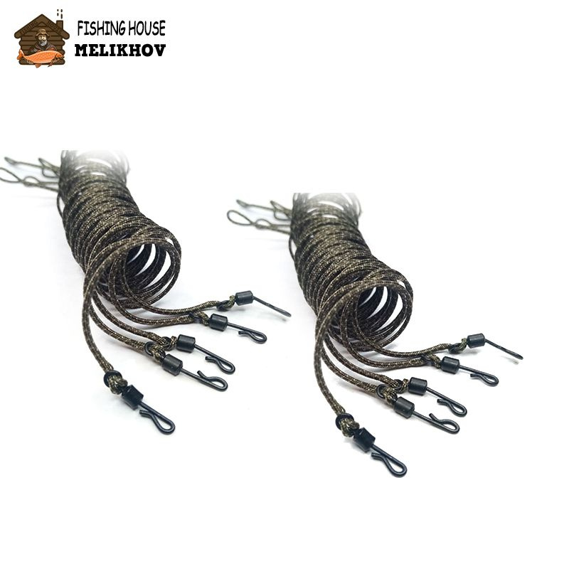 Лидкор (Leadcore) 10шт, оливковый камуфляж, с быстросъемом №4, свинцовый сердечник, 12-жильная плетеная #1