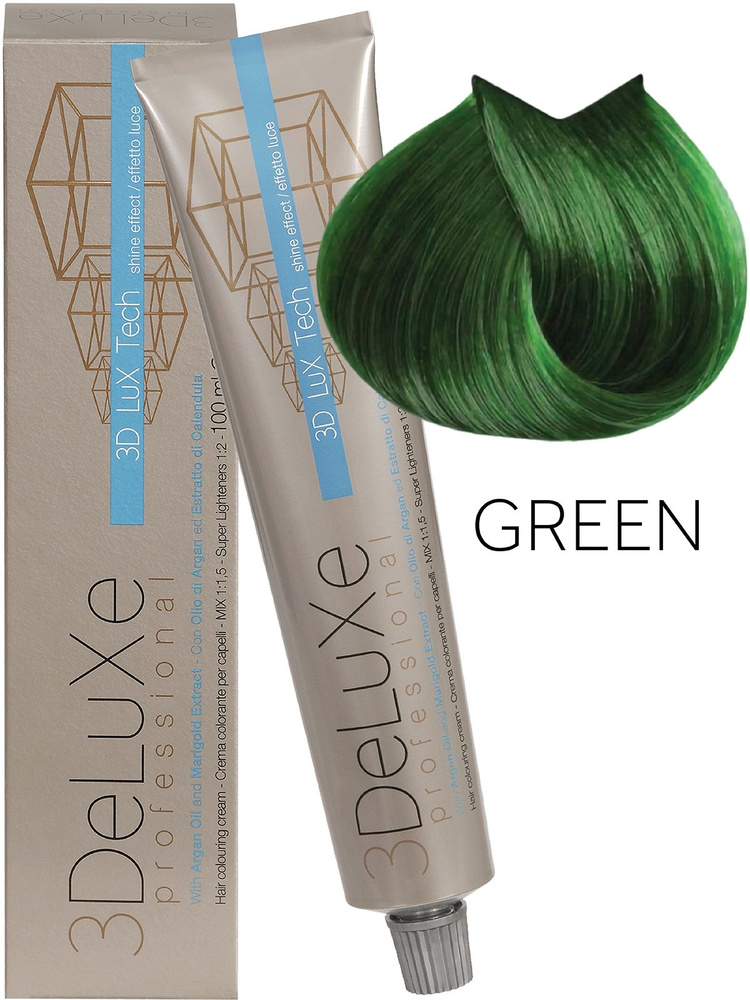 3DELUXE PROFESSIONAL Крем-краска для волос ЗЕЛЕНЫЙ, 100мл #1