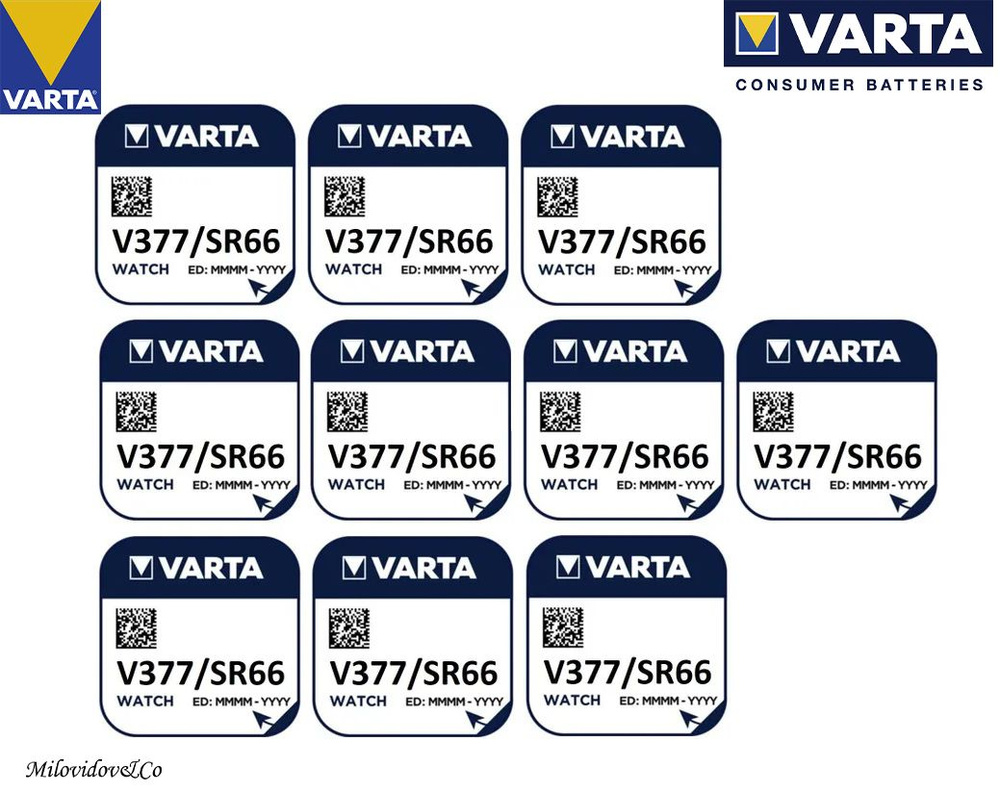 Varta Батарейка 376, 377 (SR66, SR626), Оксид-серебряный тип, 1,55 В, 10 шт  #1