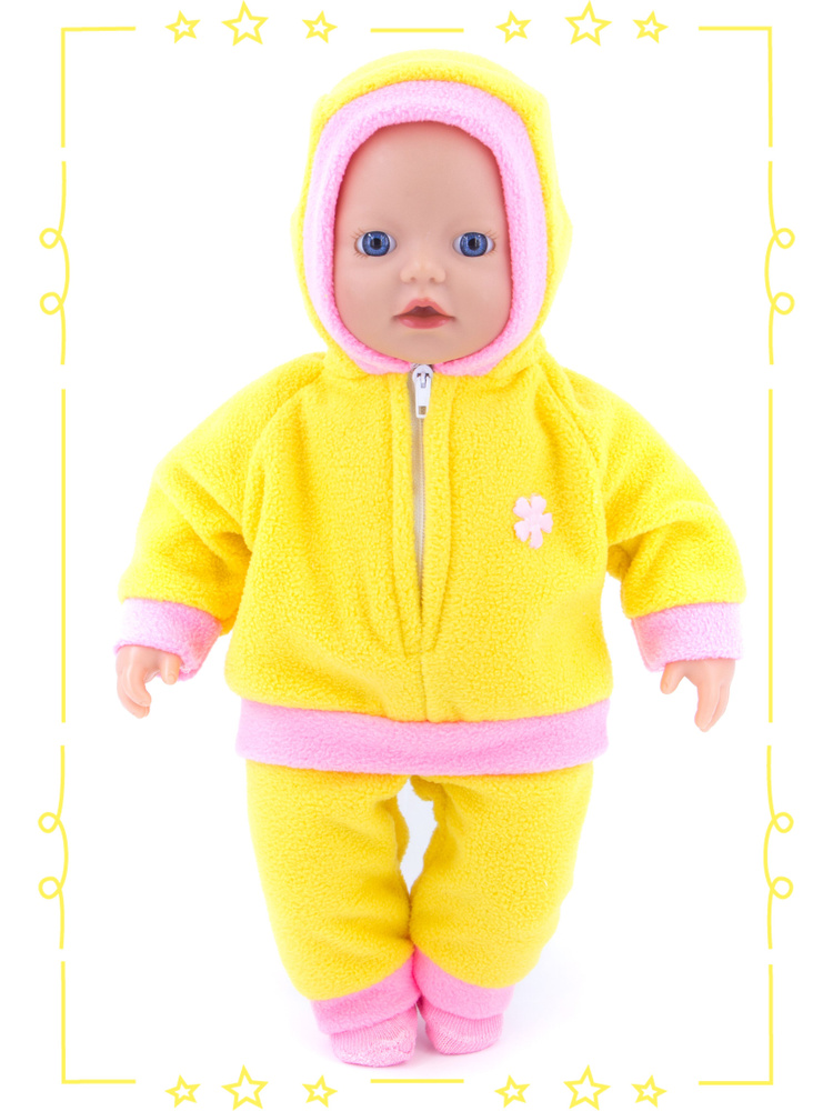 Одежда для кукол Модница Костюм из флиса для пупса Беби Бон (Baby Born) 32-35 см желтый  #1