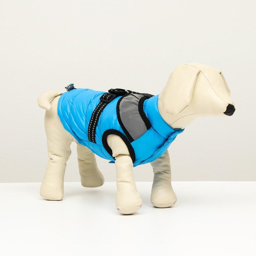 Куртка для собак Sima-Land со светоотражающей шлейкой голубая  #1