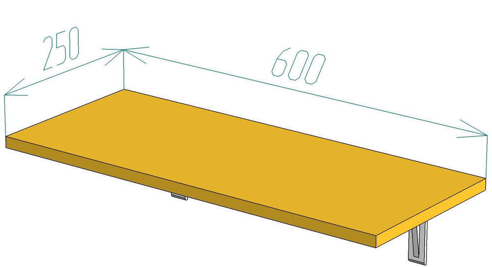 Полка навесная настенная 600*250*16 мм ЛДСП "Солнечный" с 2 кронштейнами  #1
