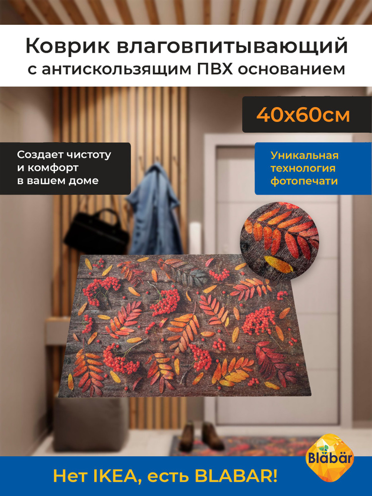 Коврик придверный для обуви и входной двери с рисунком 40х60 см для дома.  #1