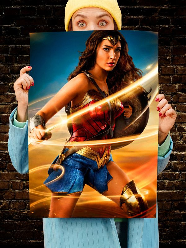 Постер интерьерный Чудо Женщина 2, 70х46 см. Матовый яркий. Лига справедливости Супергерои  #1