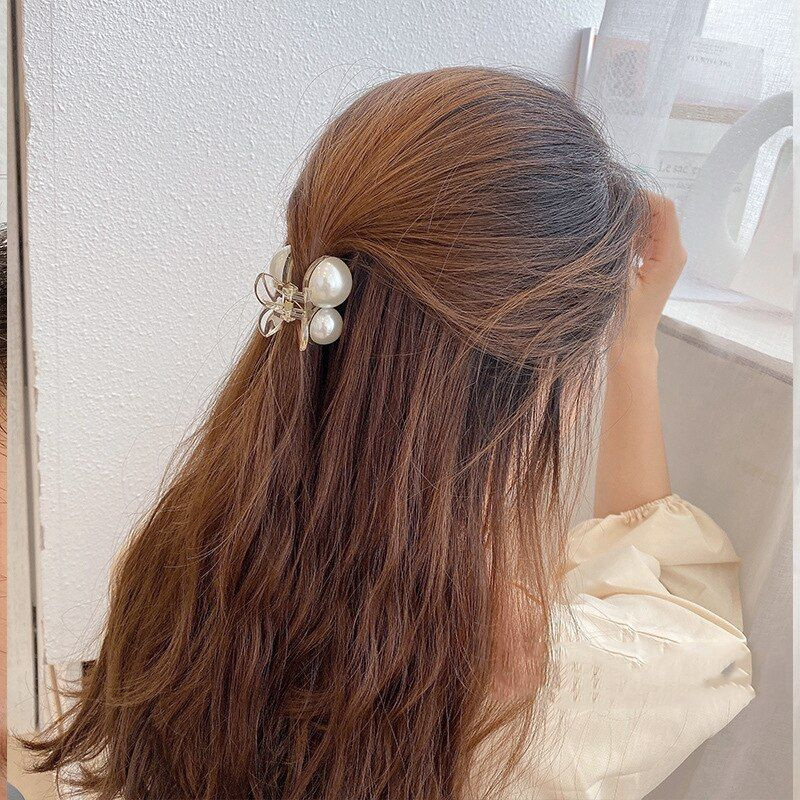 Женская заколка краб KRISTANAM 1 шт для украшения волос с жемчугом / Зажим, краб заколка для пучка / #1