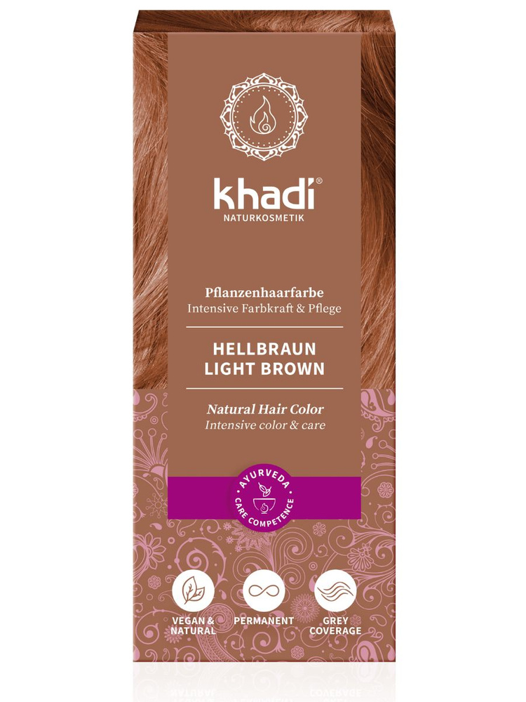 Khadi Naturprodukte СВЕТЛО-КОРИЧНЕВЫЙ натуральнаякраска для волос, 100 гр (срок годности до 31.03.2024) #1
